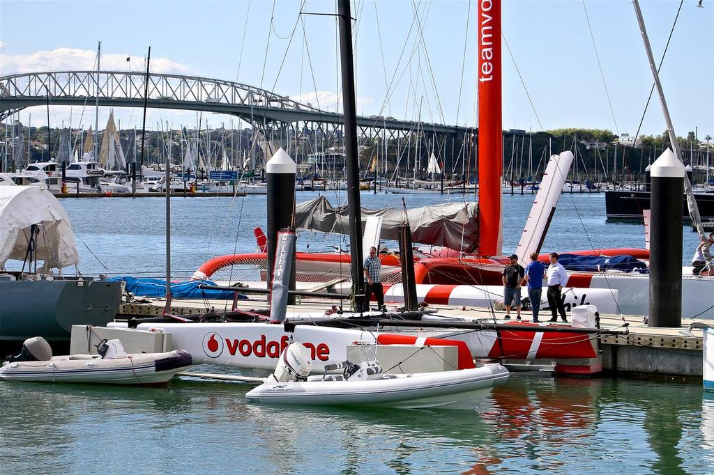 TeamVodafoneSailing run two high performance multihulls out of their Auckland base. The Vodafone32 with the TeamVodafoneSailing ORMA60 behind © Richard Gladwell www.photosport.co.nz